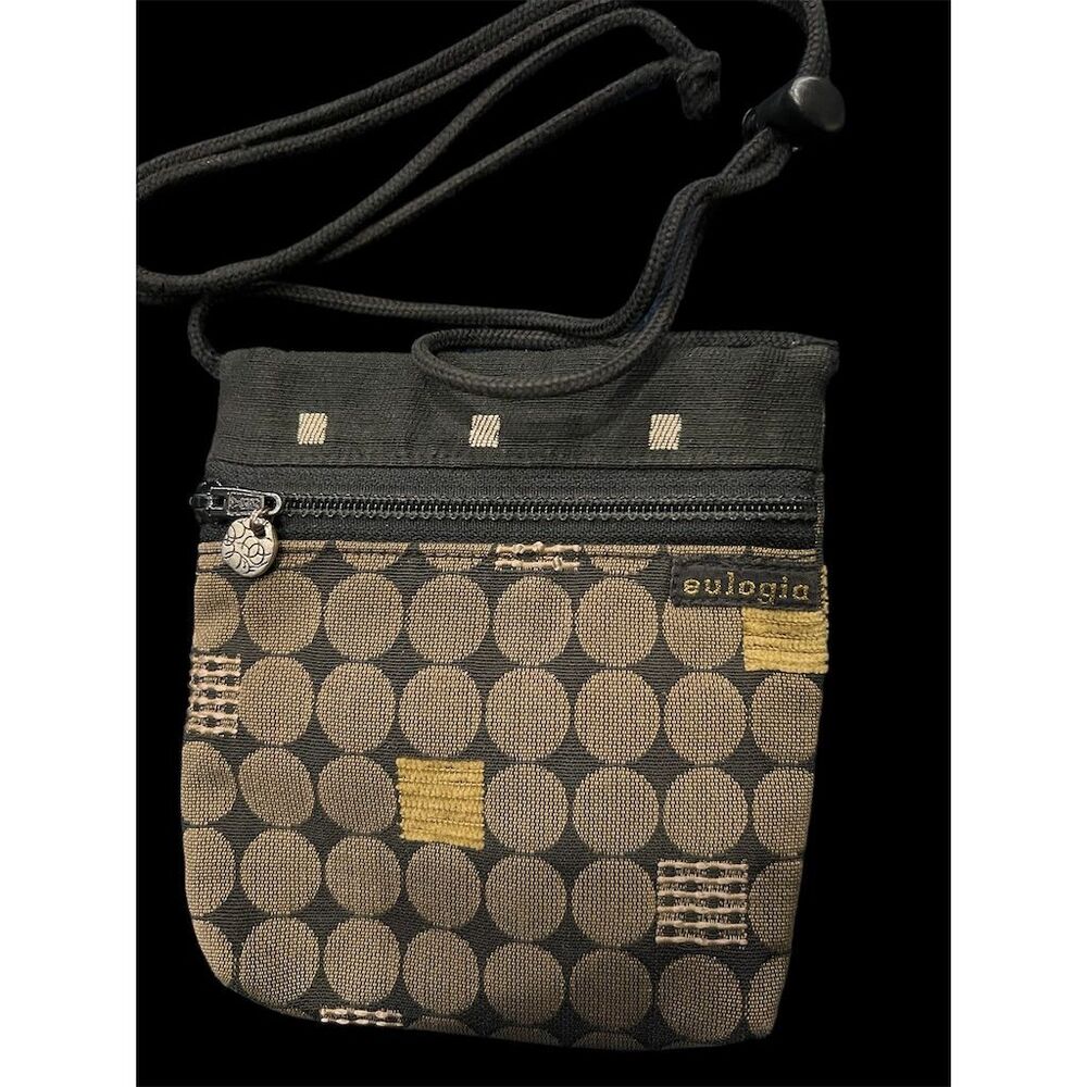 Eulogia Handmade Geometric Tapestry Crossbody Bag Black/Gray Women's